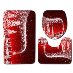 Snowman Christmas Bath Mat Set Anti Skid Restroom Mat Set