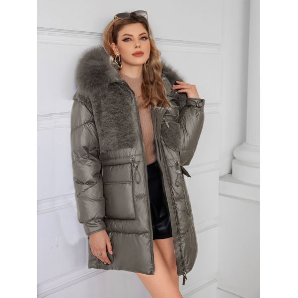 Bio Down Coat Functionality Real Fox Fur Coat Machine Washable Care Instructions For Girls And Women Rich Fur Real Raccoon Soft Fur Windproof For Cold