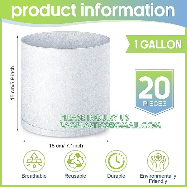 Nursery Growing Bags Large, 7.8x8.6 inches Biodegradable Fabric Seedling Grow Bag, Seed Starting Pots Pouches