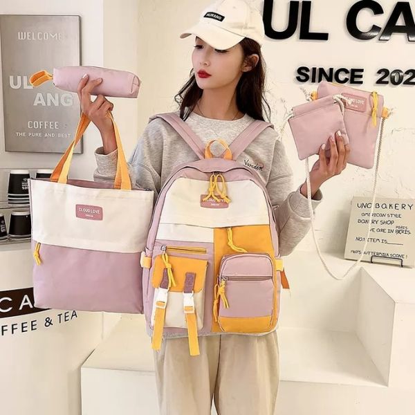 Canvas Backpack School Bag Sets Waterproof Travel Teenagers Backpacks