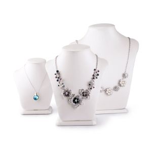 Cheap Charming Necklace Bust Display Stand Creamy White Window Jewelry Stand wholesale