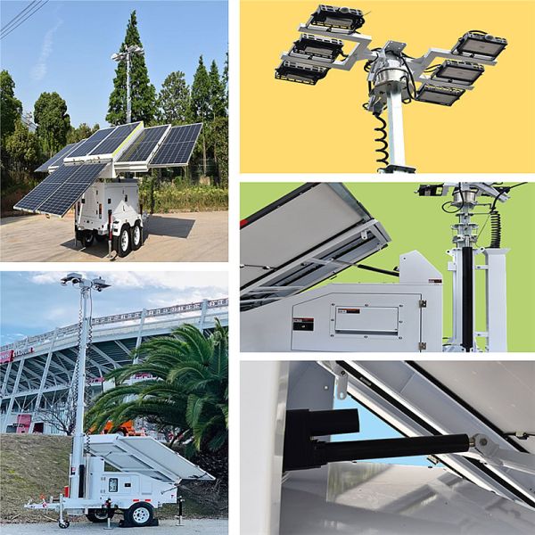 1305W Solar Powered Portable Light Towers LED Mobile Light Tower For Construction Sites