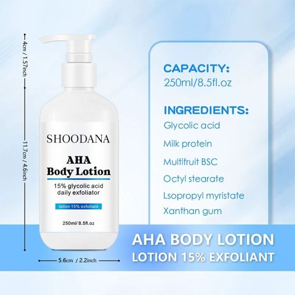 Factory's Organic Body Lotion AHA Milk Glycolic Acid for Lightening Whitening Private Label Skin Care Product for Black Skin