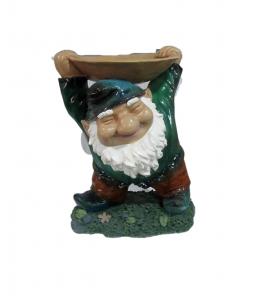 Cheap Decorative Gnome Lifting Resin Water Fountain , Outdoor Bird Bath For Yard wholesale