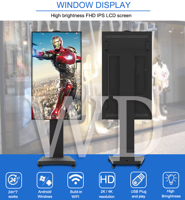 Movable 3500 Nits Convenience Store Digital Signage High Brightness
