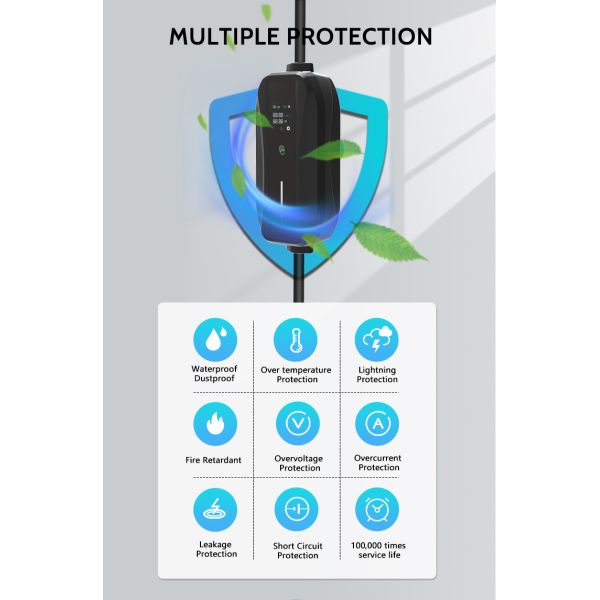KIWI 11KW Portable EV Charger J1772 Type 2 Connection for Electric Car Charging Station