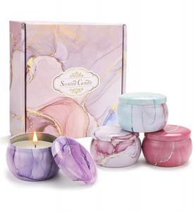 Cheap AROMA HOME 4 pcs Hot Sales Custom Wholesale Luxury Gift Set Metal Aroma Tins Jar Dried Flowers Soy Wax Scented Candles wholesale