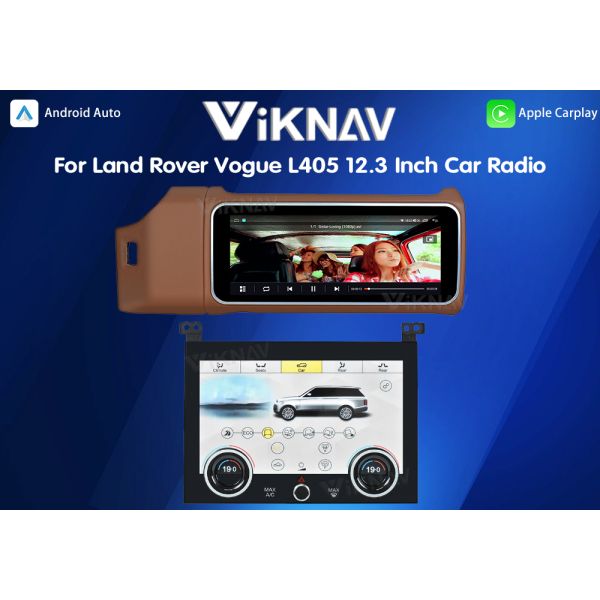 Viknav 12.3 Inch Touch Screen Car Radio And AC For Land Rover Range Rover Vogue L405 2013-2017 Multimedia Player GPS Navigation Head Unit (Brown All)