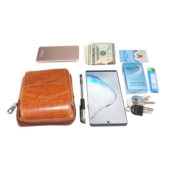 Multifunctional Flip Cover For IPhone 17, Top-Grain Cowhide Zipper Protective Case, Shoulder Strap Waist Bag, Note10