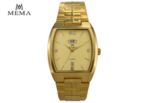 Quality All Gold Color Aluminum Alloy Quartz Watch Japan Movt Pointer Display Mode for sale