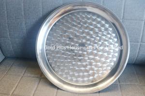 Cheap 30cm Tableware dish kitchen accessories wholesale stainless steel round steak plate tray custom logo serving tray wholesale