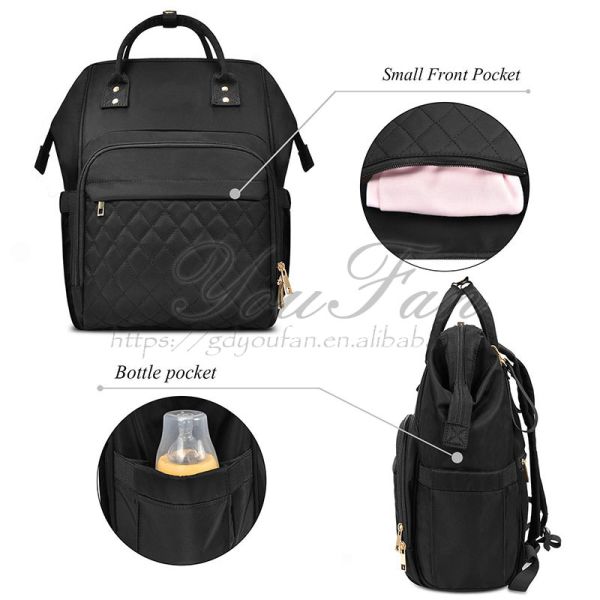 Waterproof Travel Bag Baby Backpack Large Diaper Bag Black