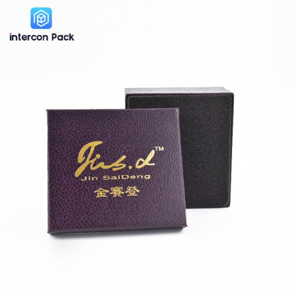 High End Embossing Ring Jewelry Boxes 120g Leather Filled Paper gilded surface