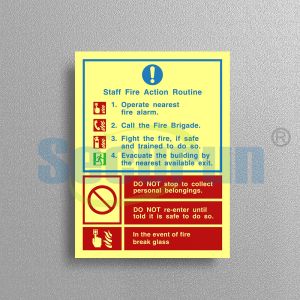 Cheap Photoluminescent Simultaneous Evacuation Printable Fire Action Notice Sign wholesale