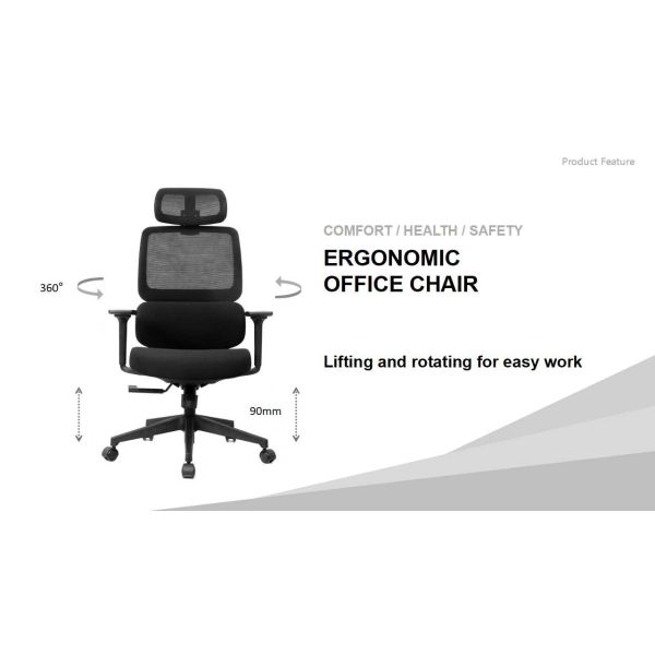 Home Office Chair with 3D Adjustable Armrest Desk Chair High Back Mesh Computer Chair with 3D Adjustable Headrest