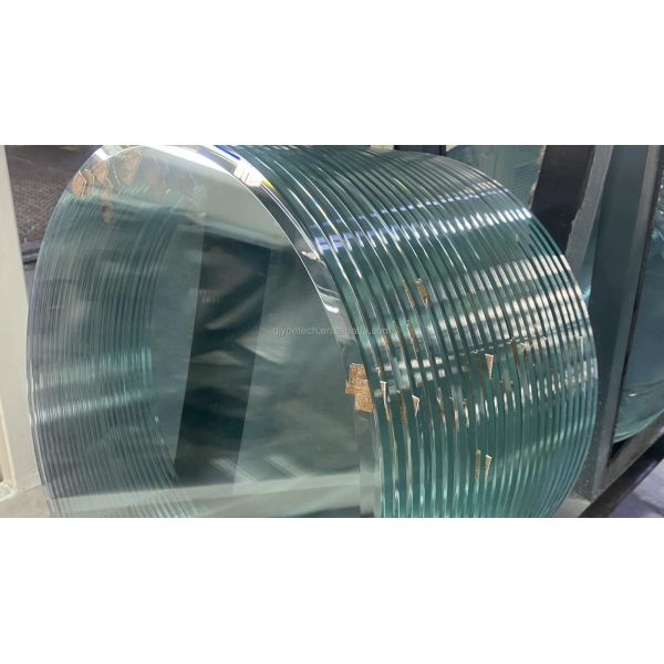 Clear Float Curved Tempered Glass With Edge Polished Silk Printing for Construction