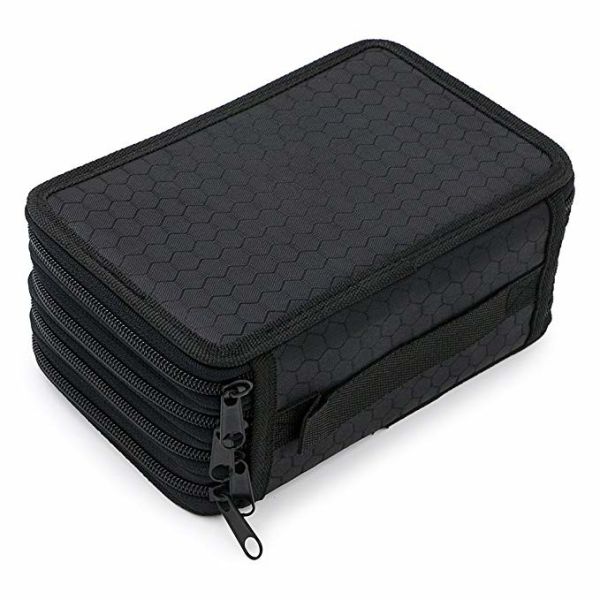 Portable Oxford Zipper Pencil Bag 72 Slots Colored Pencil Case Organizer Black