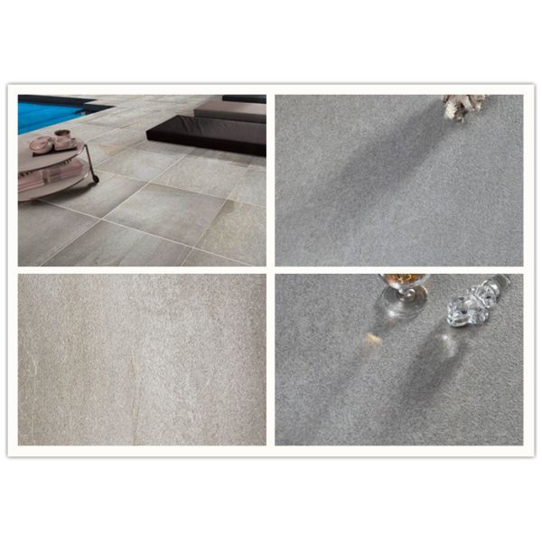 Natural Stone Effect Porcelain Floor Tiles 10Mm Light Grey High Hardness