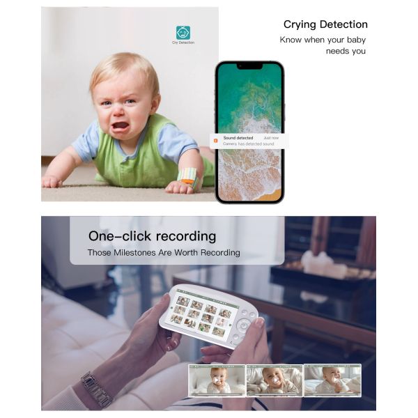 Indoor Video Baby Monitor Smart Human Detection 2.4G Wireless Baby Sleep Monitor Babyfoon 1080P Night Vision