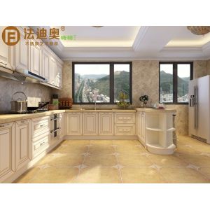 Classic French Kitchen Cabinets With Elegant Curved Displays And Functional