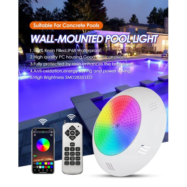 Wall Mounted Led Pool Light 260*40mm AC12V 42w Remote Control With ABS Housing Modern Style