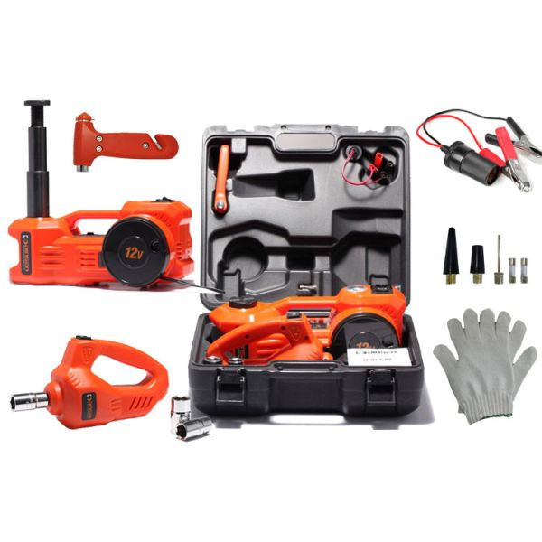 emergency tyre change tools 3 tons auto lift electric jack with wrench and air compressor