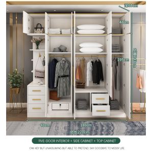 MDF Panel Bedroom Closet Furniture Almirah Cloth Combination Designs