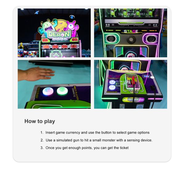 Coin Operated Indoor Play Equipment for Adults Children Shooting Game Demon Hunter
