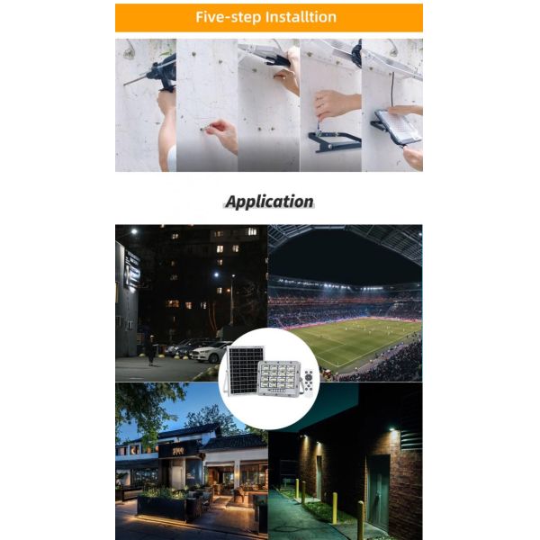 2700K High Lumen Solar Powered Flood Lights Ultra Slim SMD 2835 IP65 Waterproof