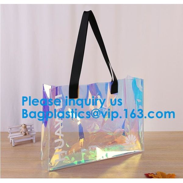 Women Summer Beach Bag Vinyl PVC Transparent Small Tote Handbags Shopping Shoulder Bags