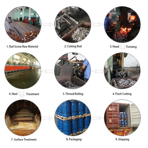 10.9 Grade 40Cr Steel Oxide Black Screw Spike Insert  Plastic Dowel Railway Fasteners