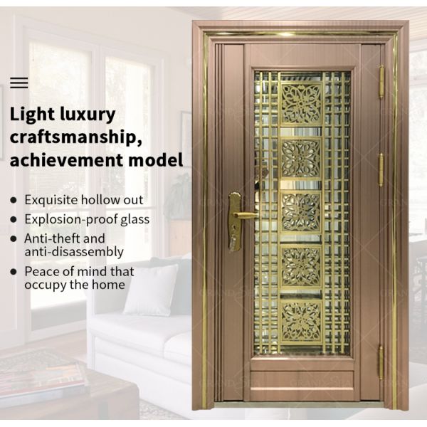 Modern Style High Quality Cast Steel Easy Pattern Power Coated Surface Swing Door for Villa