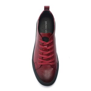 Soft Light Burgundy Anti Slippery Genuine Leather Sneakers