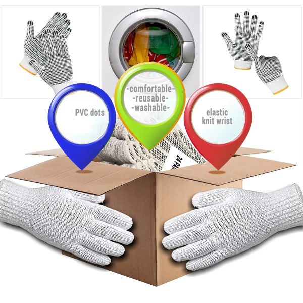 PVC Black Double-Sided Dotted Cotton Knitted Work Gloves Construction / Hand Protection / Anti Slip And Durable Glov
