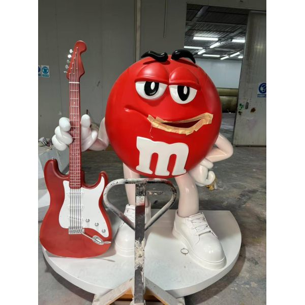 Cartoon M&M's Character Trendy Toy - Red M&M's Doll, Color-Selectable, Floor Decoration Sculpture Model for Customer Stores