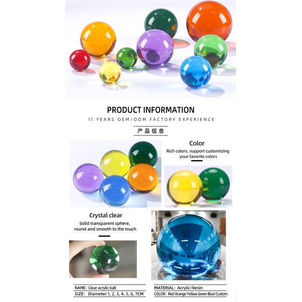 Customize clear acrylic balls large acrylic sphere Resin Colorful Balls Home Decor Acrylic Ball