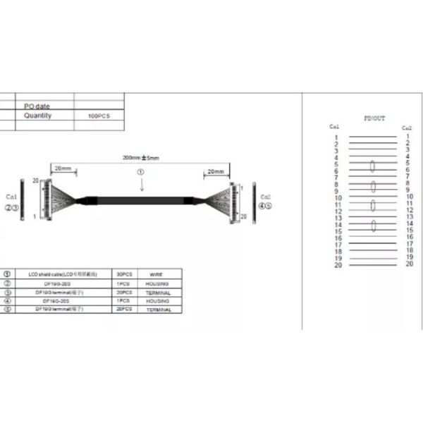 50-15000mm Micro Coaxial Cable , 32awg Thin Coaxial Cable For 15.6 LCD Screen