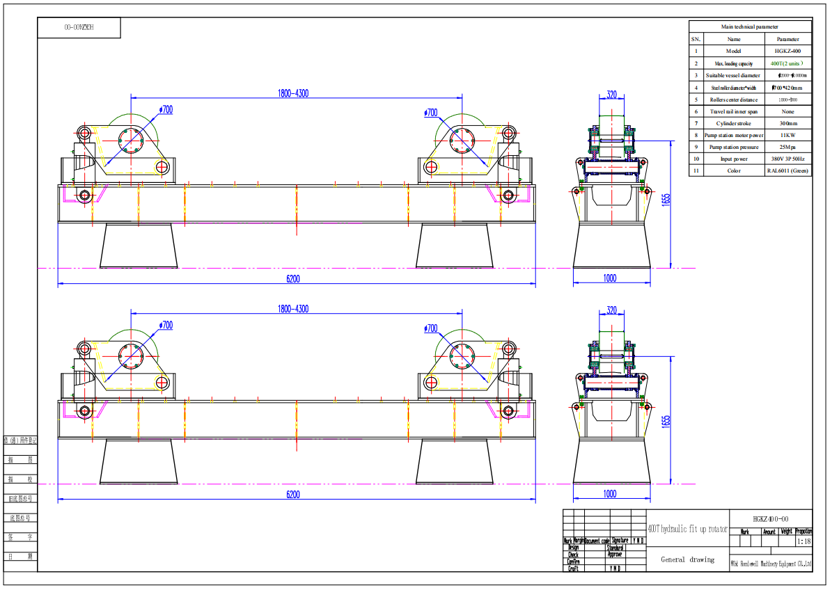 400T Hydraulic Jacking Fit Up Pipe Rotators