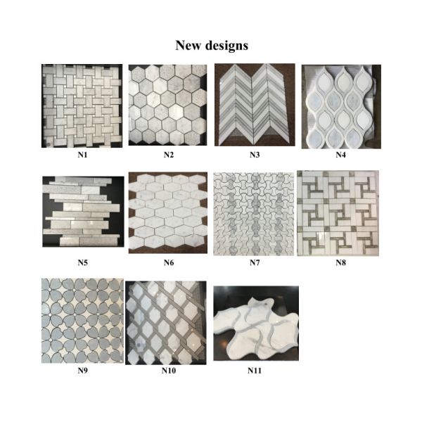 White marble hexagon mosic tile 10mm Thickness For Bathroom / Kitchen