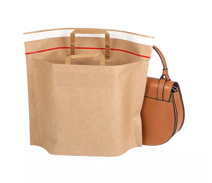 Biodegradable Kraft Paper Handbag CMYK Kraft Paper Tote Bag ISO