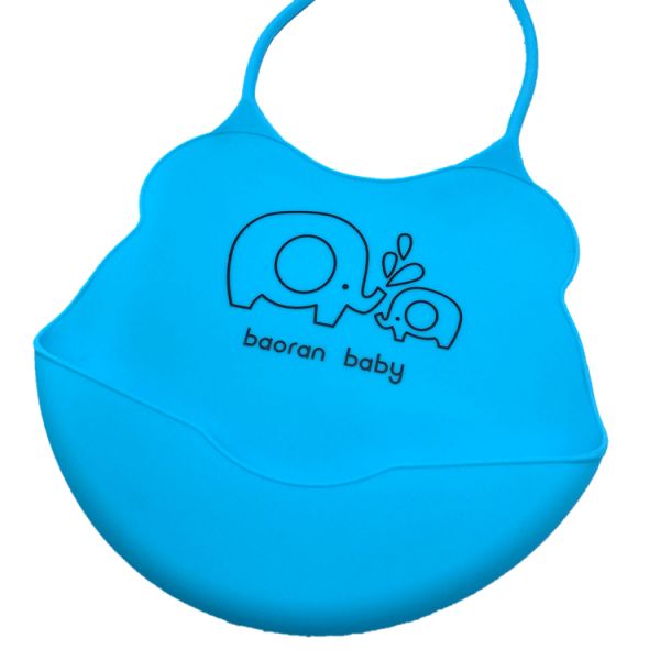 Custom Printing Best Fancy Fold-able Collapsible Comfort Waterproof Easily Wipes Clean Baby Silicone Bib with Pocket