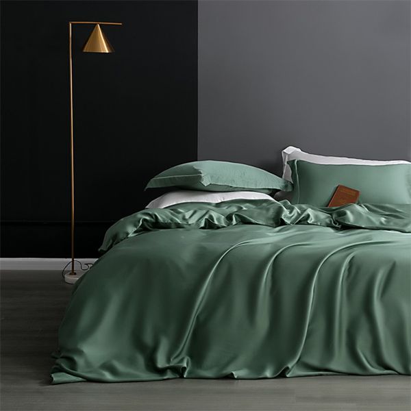 Standard Size Real Silk Duvet Cover Queen King Comforter Cover Solid Color Bedding Set