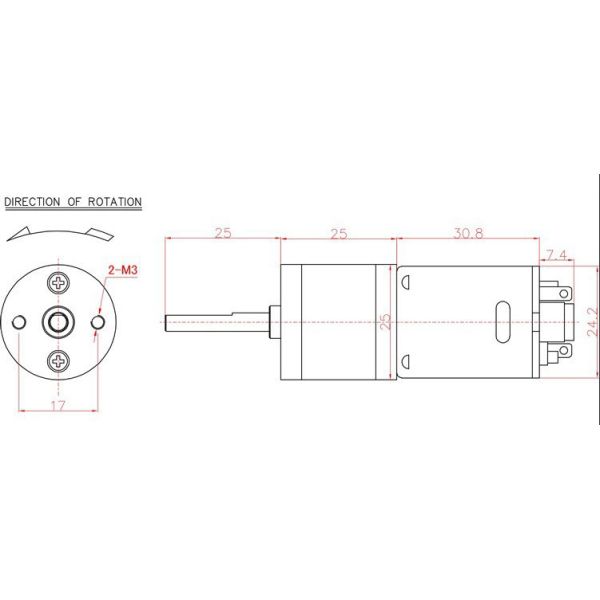 High Torque Dc Reducer Motor 99rpm 17.8W With Double Gear Boxes