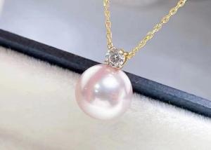Cheap 2ct Single Freshwater Pearl Necklace , 0.03ct Diamond Accent Necklace wholesale