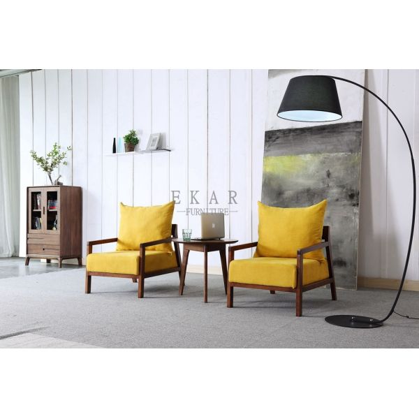 Fabric Leisure Wood Armchair Living Room Chair