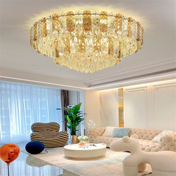 400cm*400cm*280cm Voltage 85V-265V Gold Iron Crystal LED Ceiling Light for Luxurious Space