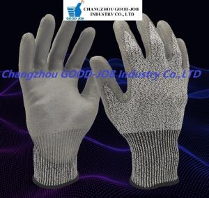 Cheap HPPE Liner 13G Gloves PU Palm coated EN388 4443C Cut Resistant Gloves wholesale