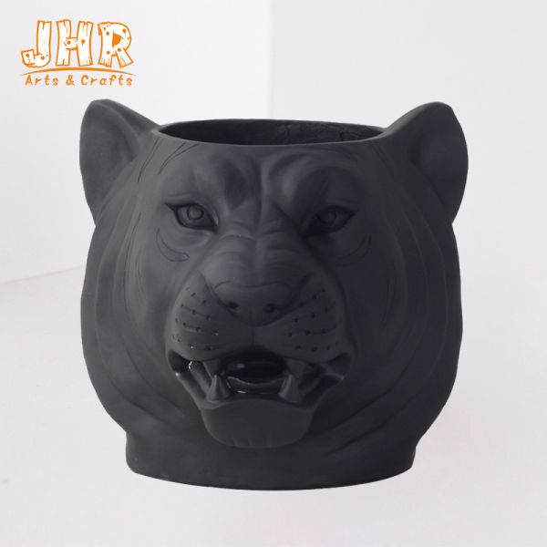 44x40x38cm Clay Flower Pots Antique Bronze Plant Lion Statue Tabletop Planter