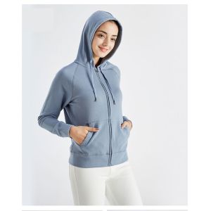 Unisex long sleeve winter rib cuff zipper up hoodies