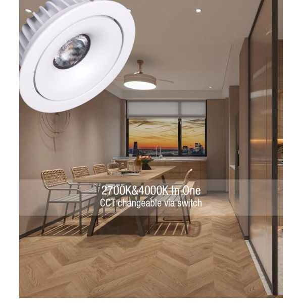 Aluminum COB LED Dimmable Downlight Multi Scene Flicker Free
